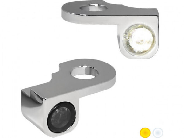 HeinzBikes NANO LED-vilkkusarja / äärivalo – V-Rod, kromi, savulinssi